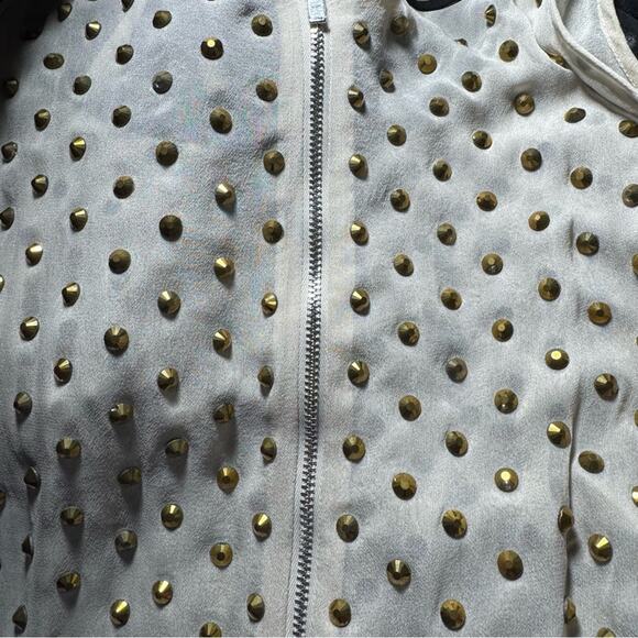 Diane Von Furstenberg Women 10 Sheer Dress Gold Studded Glam Formal Embellished - Picture 11 of 12